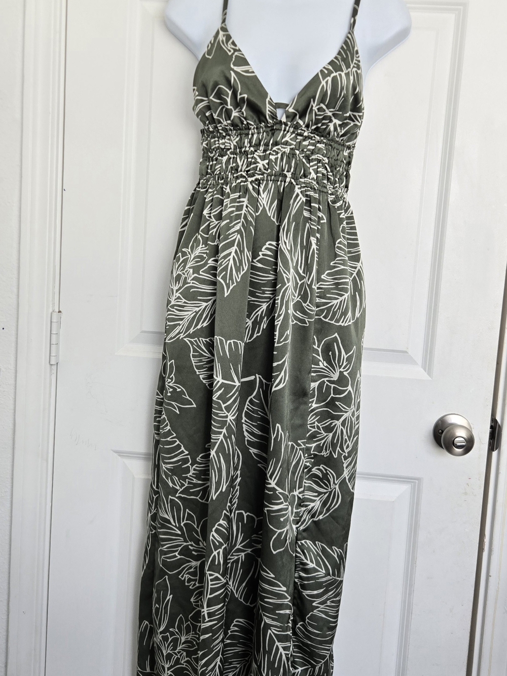 Charlotte Russe Olive Green and White Floral Maxi Dress